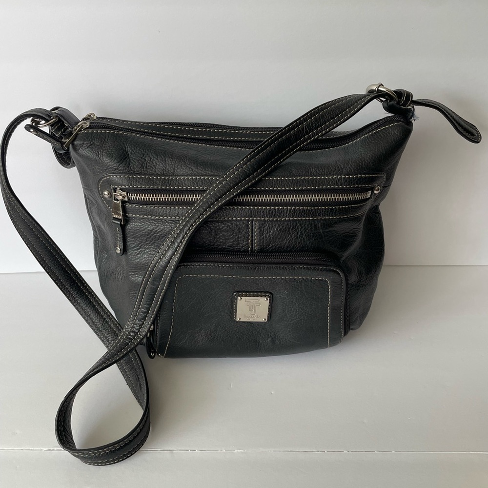 Tignanello Black Leather Crossbody Bag